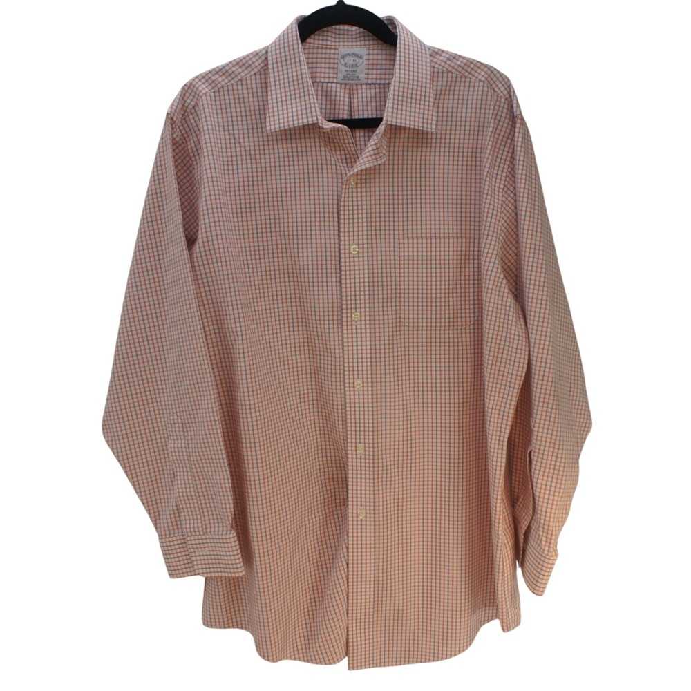 Brooks Brothers Regent Non-Iron Dress Shirt 17-33 Red‎ Blue Check Supima Cotton